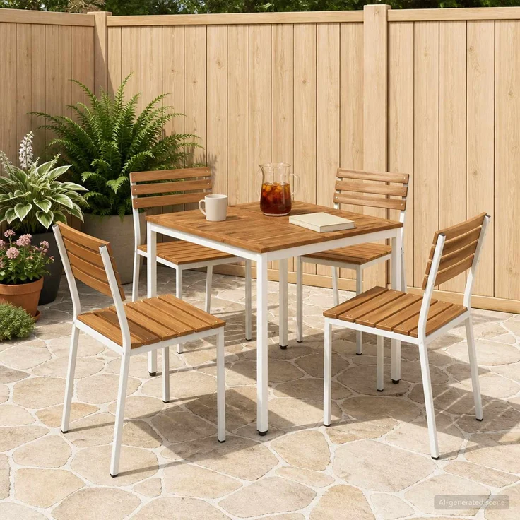 vidaXL Gartentisch NAARDEN Natur und Weiß 80 x 80,5 x 75 cm 901311 – Bild 1