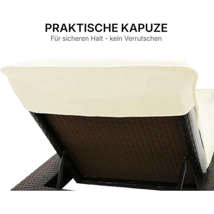 Brandsseller Schutzhülle für Gartenliege, Strandliege, Frottee, 100% Baumwolle, ca. 75x200 cm, Farbe: Cremeweiß – Bild 4