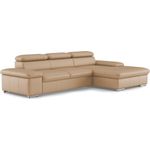 CAVADORE Leder-Schlafsofa Valerie mit XL-Longchair / Eckcouch mit Schlaffunktion, Kopfteilverstellung + großem Longchair / 286 x 73 x 174 / Echtleder Beige