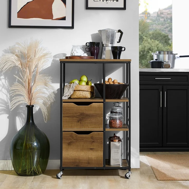 SoBuy FKW111-PF Küchenwagen, Spanplatte, Melamin, Braun, 53 x 89 x 37 cm – Bild 4