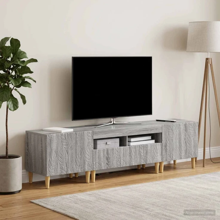 vidaXL 3-teiliges LED TV Regal DELFT Sonoma-Grau Holzwerkstoff 3416767 – Bild 1