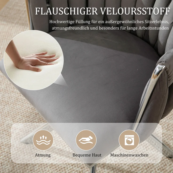 LVHOM Esszimmerstuhl 2er-Set, 180° drehbar mit runden Rückenlehne, Wohnzimmerstuhl aus Samt, bis 150 kg, für Homeoffice – Bild 8
