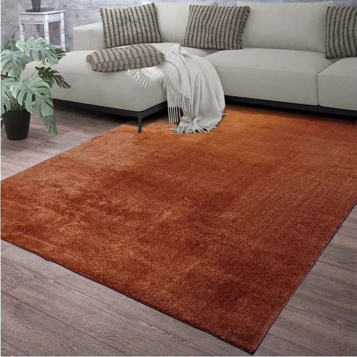 TT Home Teppich Diele, Esszimmer, Flur, Schlafzimmer, Wohnzimmer, Rechteckig, Höhe: 14 mm, Wohnzimmer Kurzflor Einfarbig Modernes Design Waschbar – Bild 5