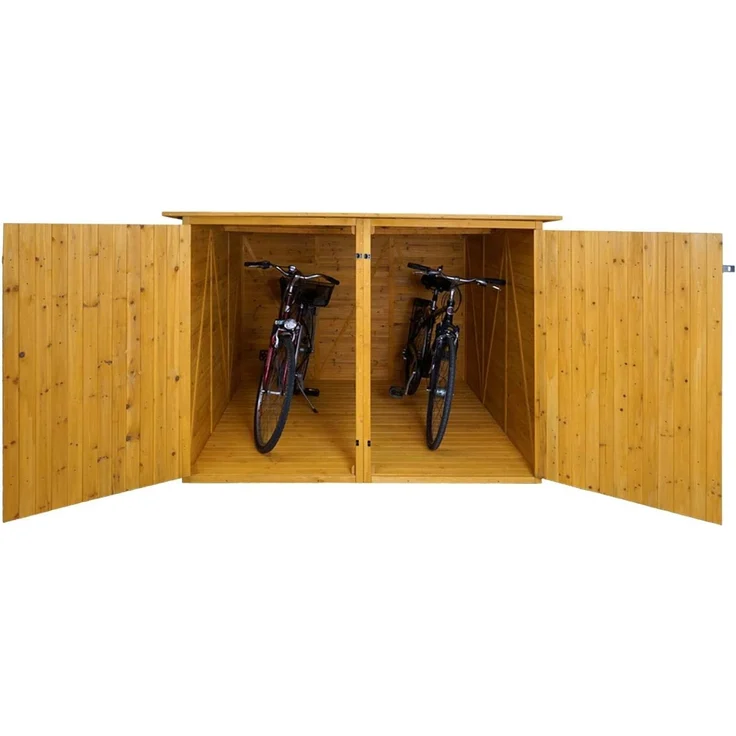 2er-Fahrradgarage HWC-H60, Fahrradbox Geräteschuppen Gerätehaus, MVG abschließbar 151x200x200cm ~ braun – Bild 3