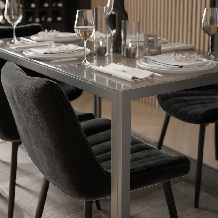 Esstisch Set Grand Grau 120 x 70 cm mit 4 Stühlen (Schwarz) Vicco – Bild 4