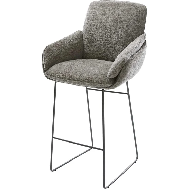 Barstuhl Luan-Flex Bouclé Soft Schlamm Kufengestell Metall Schwarz – Bild 1