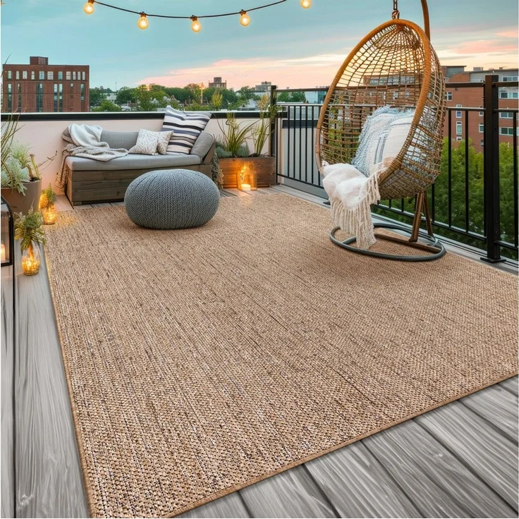 TT Home Teppich Diele, Flur, Küche, Außenbereich, Rechteckig, Höhe: 4 mm, Waschbarer In-& Outdoorteppich Wetterfest Garten Terrasse Boho Unicolo – Bild 3