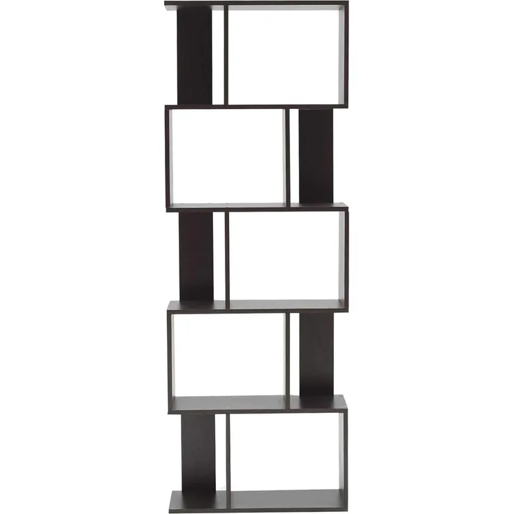 Rebecca Mobili Holzregal Büroregal 5 Ablagen Holz Design Modern Wengebraun Kinderzimmer Büro - 169 x 60 x 24 cm (H x B x T) - Art. RE6030