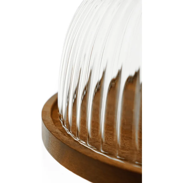 Luana La Torta Servierplatte mit Glasglocke und Holzteller - ø11 x 19 cm – Bild 3