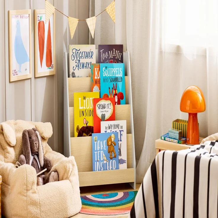 SoBuy KMB106-HG Kinderregal, MDF, Lackiert, Helle Eiche, 61 x 71 x 30 cm – Bild 2