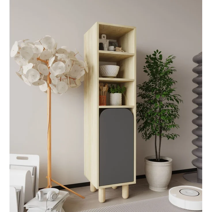 Skye Decor 'Parma 1 - Sapphire Oak, Anthracite' Mehrzweckschrank, Saphir-Eiche / Anthrazit, 37 x 155 x 40 cm – Bild 2