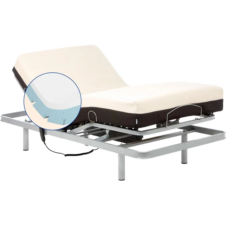 Geriafy - Elektrisch verstellbares Bett mit Cotton V6 Matratze | 20 cm viskoelastische Matratze mit Komfortbezug (105x200 cm)