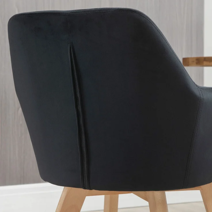 HOMCOM Esszimmerstuhl, Samt(100% Polyester), Gummiholz, Schwarz, 54L x 57B x 80H cm – Bild 7