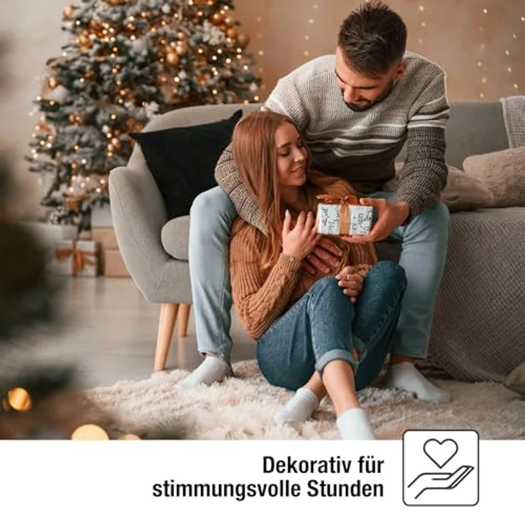 hellum Lichterkette Weihanchtsbaum, 20 LED Kerzen Lichterkette Weihnachtsbaum weiß Topfen, 5,7m beleuchtet + 3m Zuleitung, Baumbeleuchtung innen, Kabel grün, Hellgkeit – Bild 6