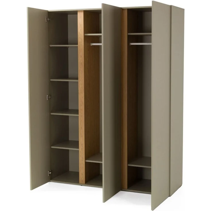 Beautysofa Kleiderschrank LICO 3-türig mit 8 Regalböden, 2 Kleiderstangen (wählbar in Sandbeige oder Eukalyptus) Breite: 145 cm – Bild 2