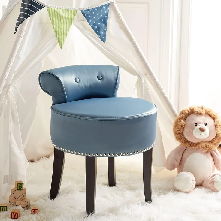 SAFAVIEH Contemporary Upholstered Vanity Chair, in Blue – Bild 4