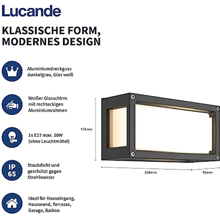 Lucande Außen-Wandleuchte Aurelien, 1 x 15 W LED – Bild 4