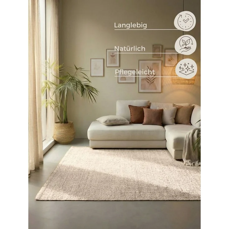 HANSE Home Teppich Jaipur Juteteppich, als Läufer und in Rund, rechteckig, Höhe: 10 mm, 100% Naturfaser, Wohnzimmer, Esszimmer, Schlafzimmer, GRS – Bild 3