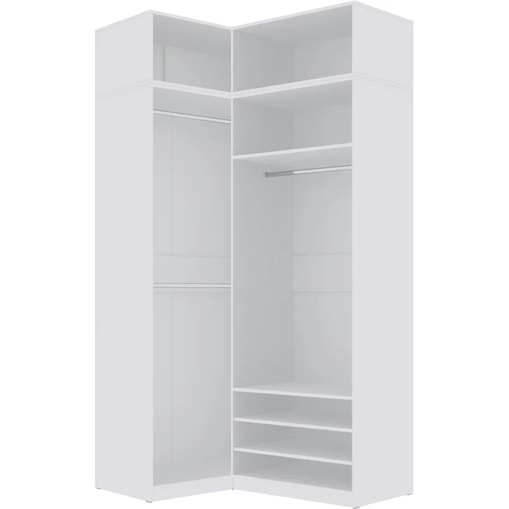 Marmex Möbel Tres Set-K/N (B) Schlafzimmerschrank mit Aufsatz, praktischer Einbauschrank ohne türen, Kleiderschrank mit Regalen und Kleiderstangen, laminierte Spanplatte, weiß 180x246x51 cm – Bild 7