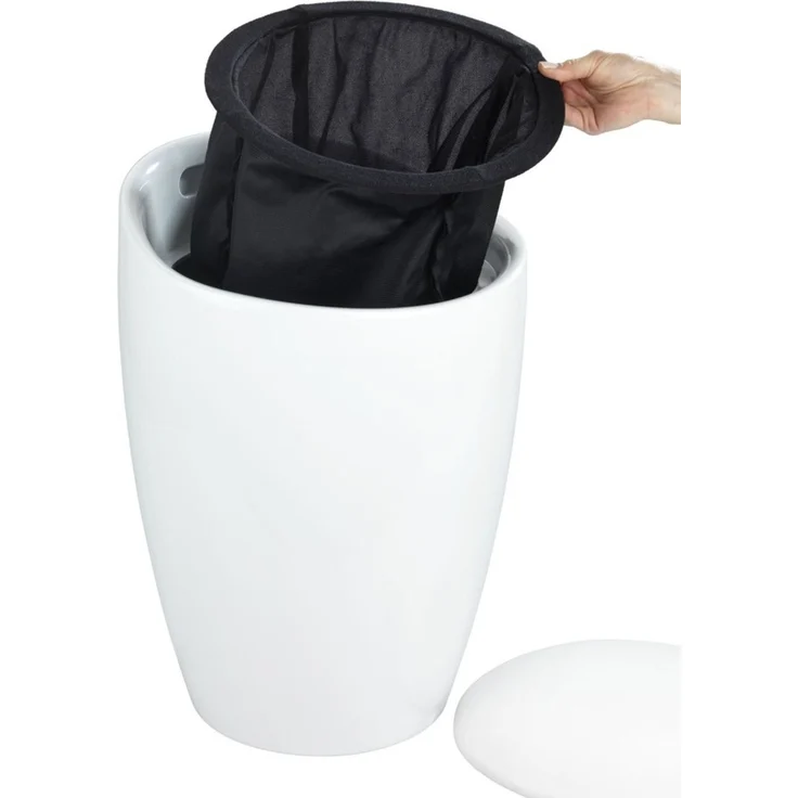 CANDY Hocker mit Waschfach, praktischer 2 in 1 Badesitz - 20 l, Weiß, WENKO – Bild 7