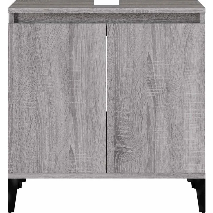 Waschbeckenunterschrank, Badschrank, Unterschrank Grau Sonoma 58x33x60 cm Holzwerkstoff j139p – Bild 6