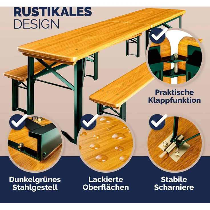 CASARIA® Bierzeltgarnitur 220cm Modell 2026 – Bild 3
