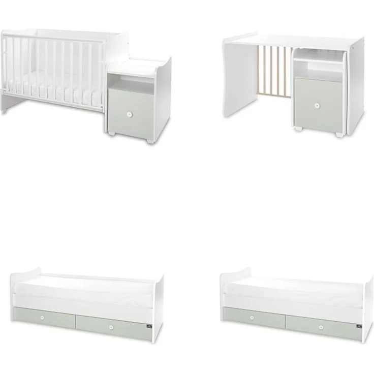 Lorelli Babybett Trend Plus 70x160cm Schreibtisch Kinderbett Schubladen Kommode grün – Bild 3