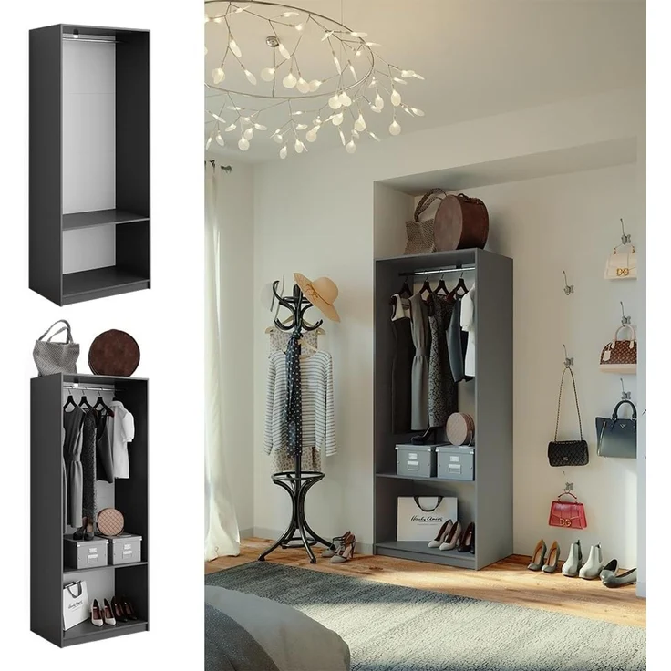 Kleiderschrank Elmo Anthrazit 80 x 200 cm Vicco – Bild 4