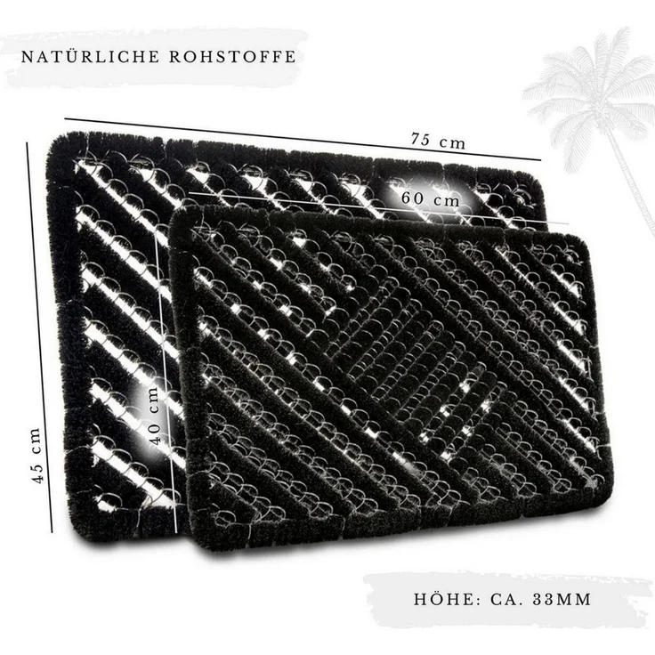 HANSE Home Fußmatte Grid Brushes Mat, Türmatte, rechteckig, Höhe: 33 mm, Gitter, Robust, Bürsten, Innen, Außen, Schmutzabtreter, Wetterfest – Bild 2