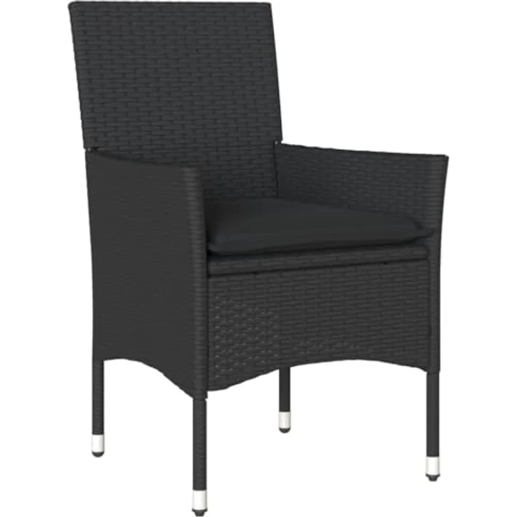 vidaXL Gartenstühle mit Kissen 2 Stk. Schwarz Poly Rattan 368109 – Bild 7