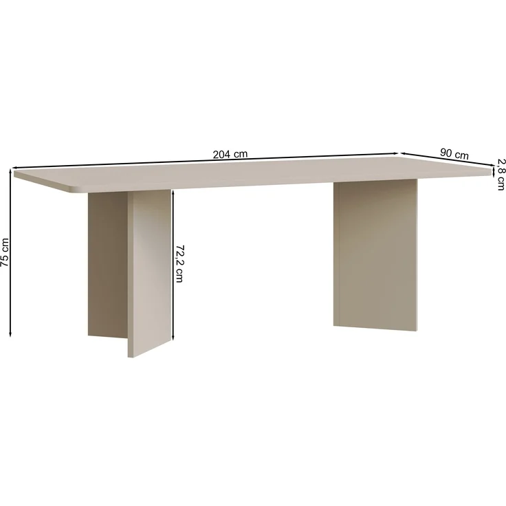 Selsey 'Qubeo" Esstisch, rechteckig mit abgerundeten Kanten und Wangengestell, Holzoptik Esche Braun, 204x90x75 cm – Bild 3