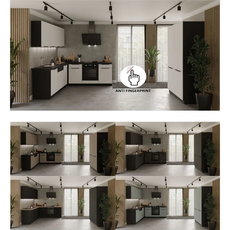 Winkelküche ARIA K-BL ECKE 1 - 215 x 220 + 120 cm Anti Fingerprint Küchenzeile Küchenblock Singleküche Einbauküche Küche Eckküche – Bild 15
