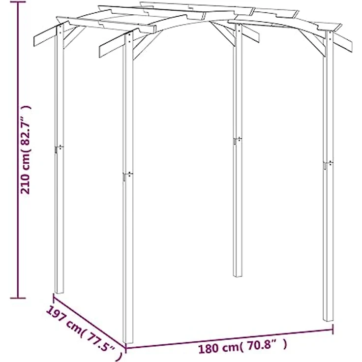 DELUKE® Pergola aus Holz FEOL 1,8x1,97x2,1m Kiefernholz Gartenbogen Rankhilfe Pergola Holz Bausatz freistehend Gartendeko Gartenpergola Rosenbogen – Bild 3