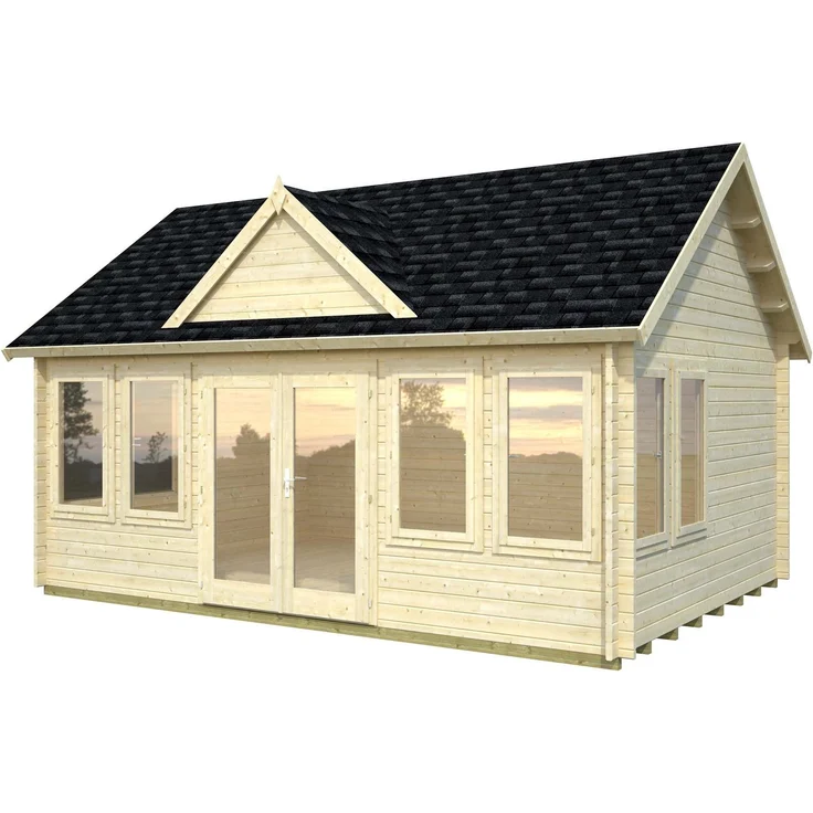 Palmako Gartenhaus Claudia 194 m² Gartenhaus aus Holz Holzhaus mit 44 mm Wandstärke Blockbohlenhaus mit Montagematerial – Bild 2