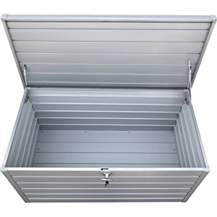 Duramax Palladium Kissenbox aus Metall groß (865 L) mit hydraulischer Gasdruckfeder und abschließbarem Griff mit Schlüssel, Terrassenbox und Gartenmöbelaufbewahrung, silver – Bild 8