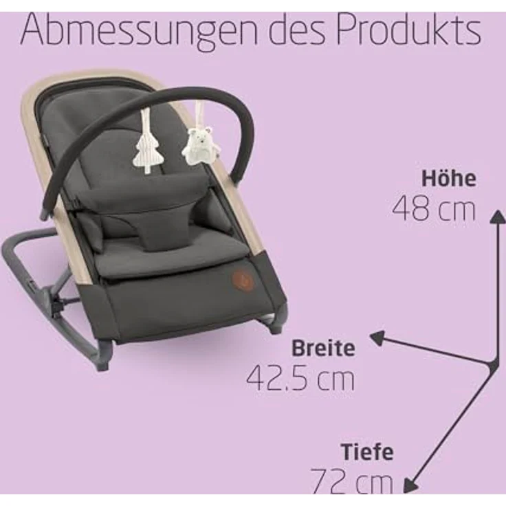 Maxi-Cosi Kori, 2-in-1 Babywippe für Neugeborene bis 15 kg, Beyond Graphite mit verstellbaren Liegepositionen und Spielzeugbogen – Bild 8