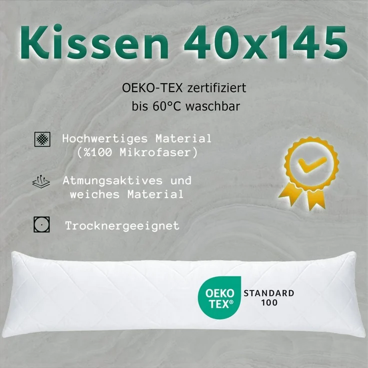 livessa Seitenschläferkissen mit bezug 40x145 cm - Schwangersschaftskissen - Schlafkissen, Kissen mit Bezug, Seitenschläferkissen : 100% Mikrofaser, Kissenbezug: 100% Baumwolle, Stillkissen mit Kissenbezug – Bild 4
