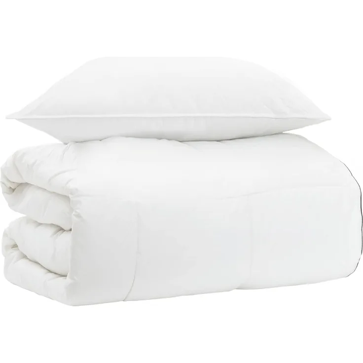 vidaXL Bettwäsche-Set Weiß 135x200 cm Baumwolle, Bambus, Polyester 3431508