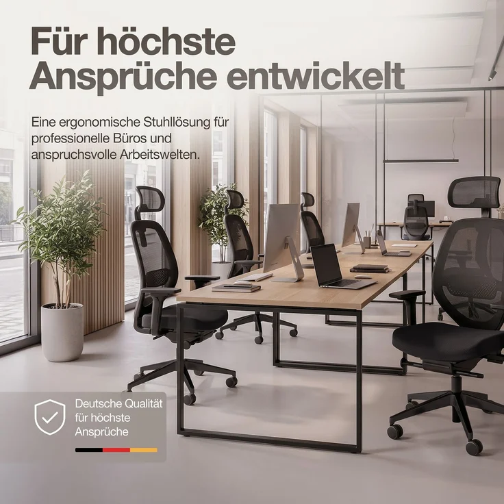 ASSMANN Ergonomischer Bürostuhl Atessa mit Netzrücken und Kopfstütze Schwarz 63x53x121cm Textil – Bild 7