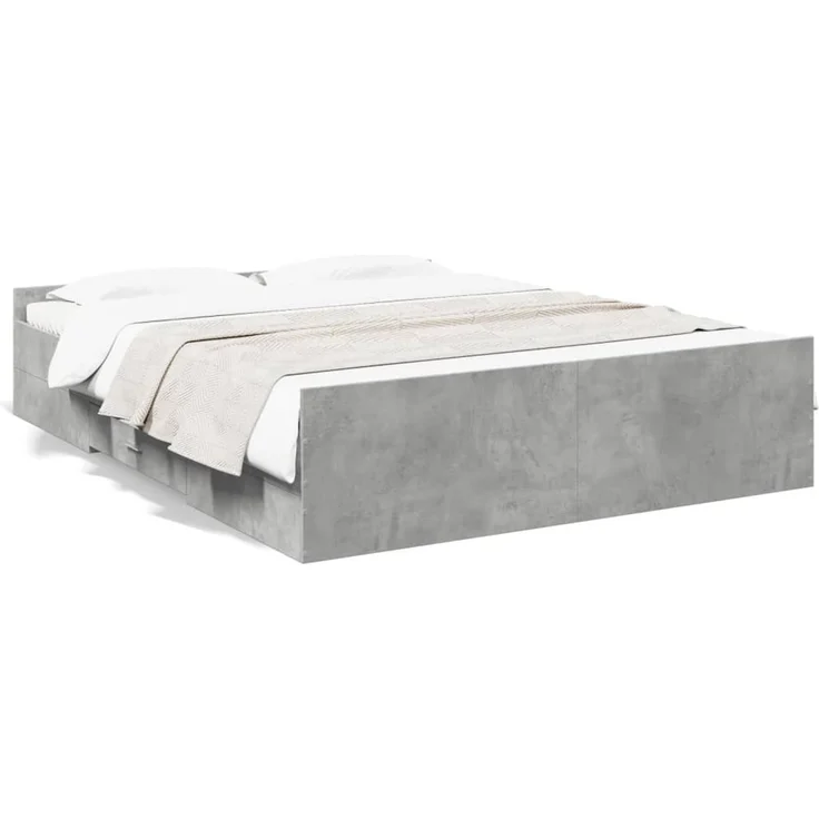 vidaXL Bettgestell mit Schubladen Betongrau 140x200 cm Holzwerkstoff 3280296 – Bild 2