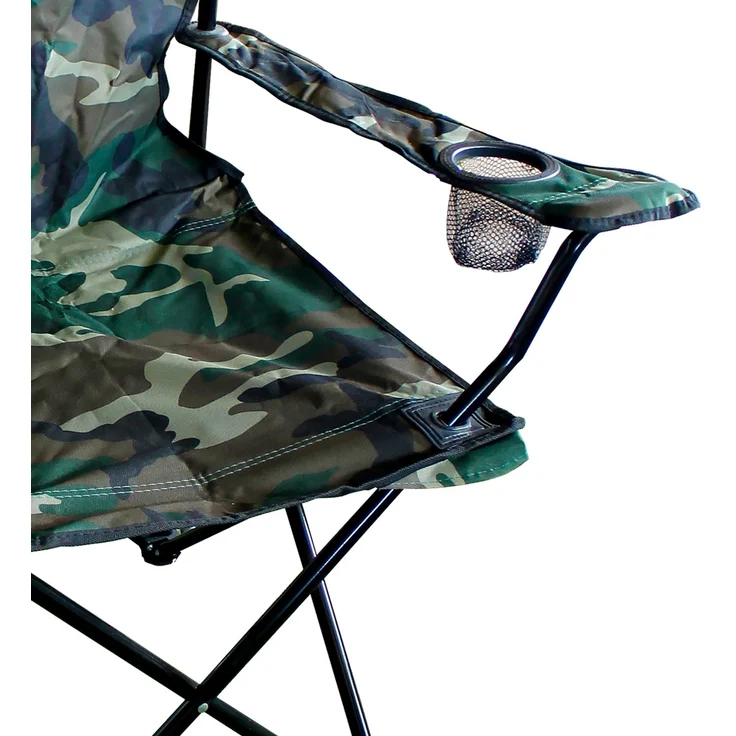Anglersessel Campingstuhl mit Getränkehalter und Tasche Camouflage – Bild 2
