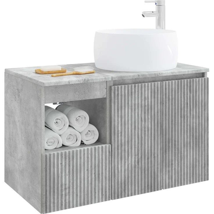 vidaXL Badezimmerschrank-Set 2 stk. Betongrau 79,5 x 44,5 x 80 cm 3404097 – Bild 3