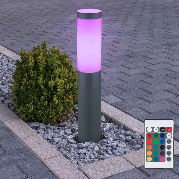 4er Set RGB LED Sockelleuchte, Edelstahl anthrazit, H 45 cm – Bild 5