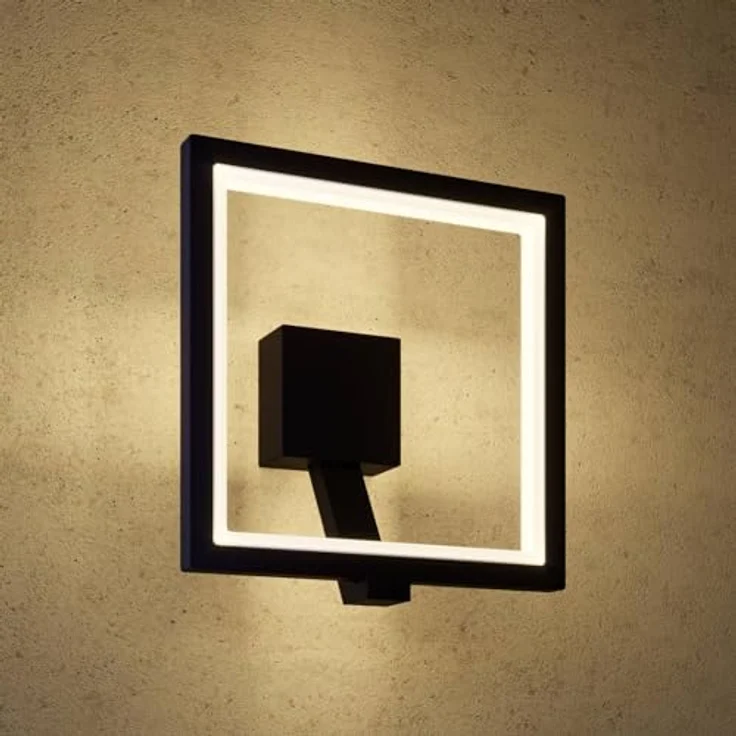 Lucande LED Wandleuchte Square, 1-flammig, Außenwandleuchte in Schwarz aus Aluminium, IP65, energiesparend für Terrasse und Garten – Bild 2