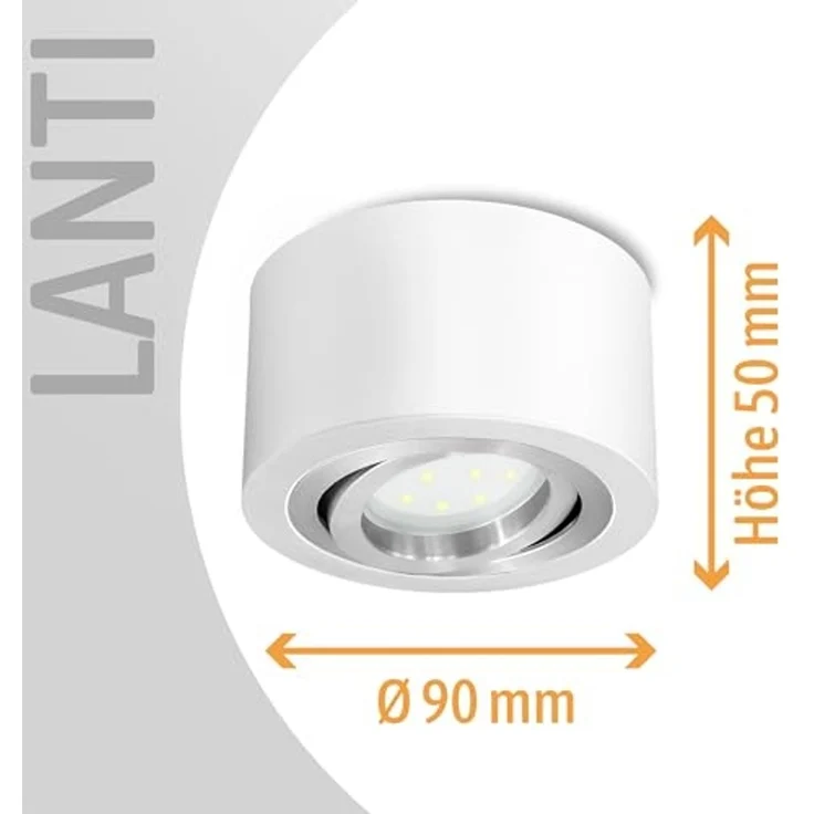 SSC-LUXon LED Aufbaustrahler LANTI Deckenspot weiß silber 6W dimmbar 3CCT, Tageslichtweiß, Warmweiß, Neutralweiß – Bild 6