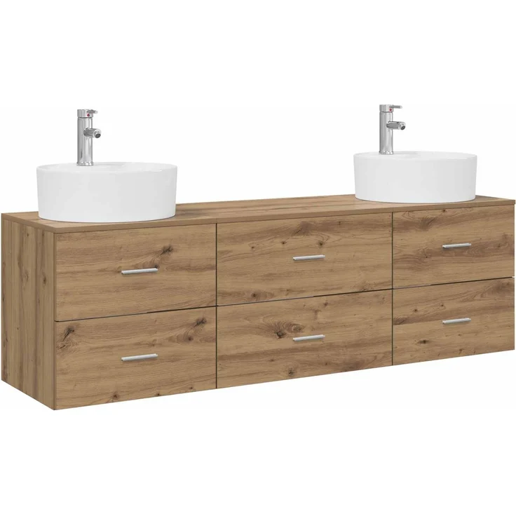 vidaXL Wandmontiertes Badezimmerschrank-Set 3 stk. Artisan-Eiche 3405874 – Bild 2
