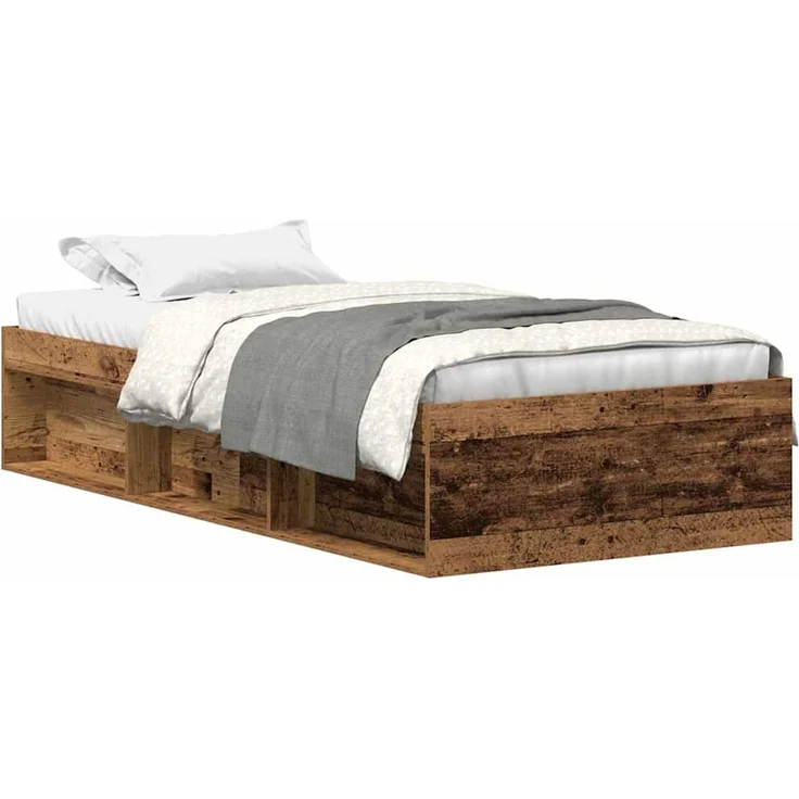 vidaXL Bettgestell ohne Matratze Altholz-Optik 90x200cm Holzwerkstoff 3328814 – Bild 2
