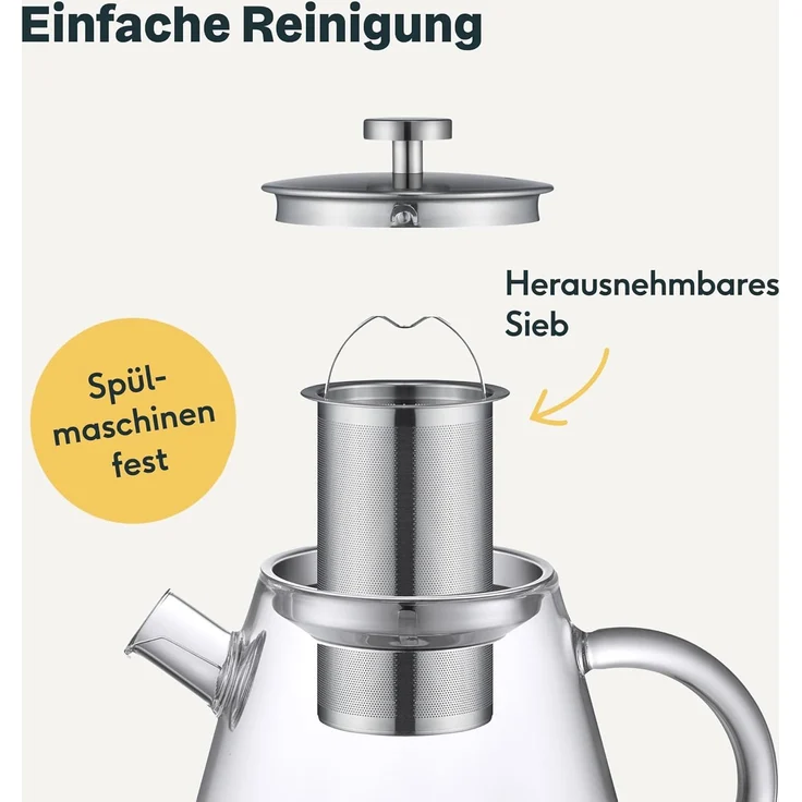 SILBERTHAL Teekanne Glas mit Siebeinsatz, 1.5 l, Hitzebeständiges Glas geeignet für E-Herd, Teewärmer & Gasherd – Bild 6