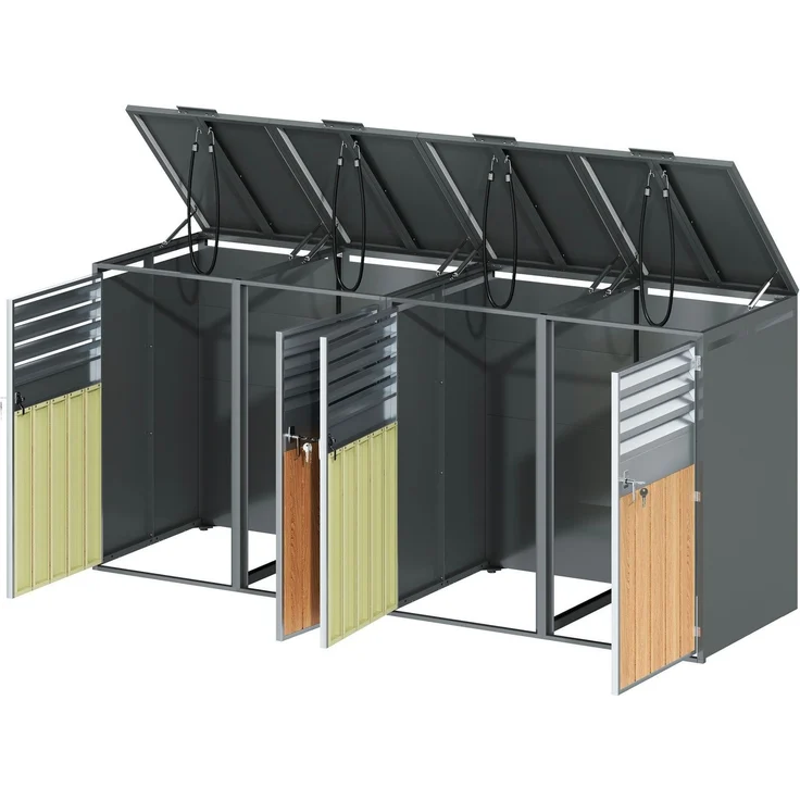 Mülltonnenbox, Mülltonnenverkleidung, 120L 240L, wetterfest, Container, Abfallbehälter, Tonnenhaus, Gartenbox, abschließbare Müllbox (4 Tonnen) – Bild 8