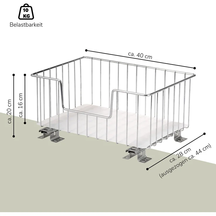 Korbauszug für Küchenoberschränke 40 cm Breite, chrom – Bild 7